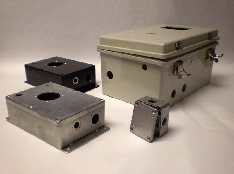 Image of NEMA/IP-rated enclosures from Bud Industries.