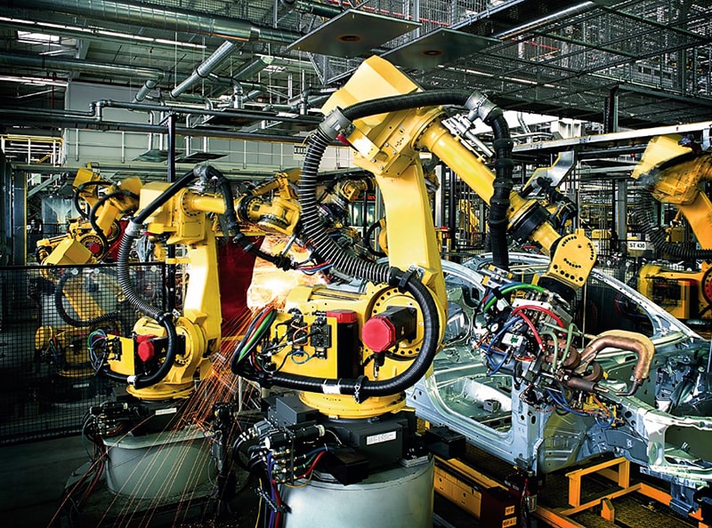Image of a yellow automation assembly featuring Belden products.